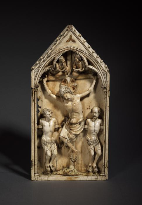 Gabled centre panel, 1 register, 1 arch across (fragment of a triptych; colonnettes) (Front)