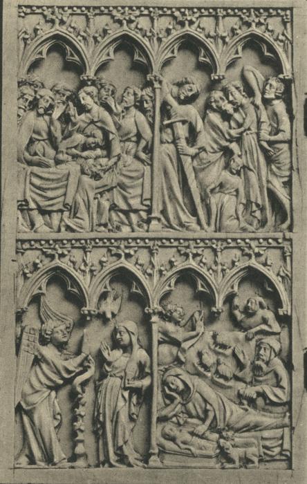 Diptych, 2 registers, 4 arches across (frise d'arcatures, colonnettes) (Wing, left)