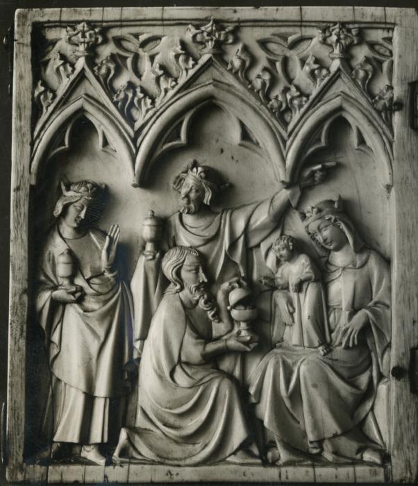Diptych, 1 register, 3 arches across (plaquettes; frise d'arcatures) (Wing, left)