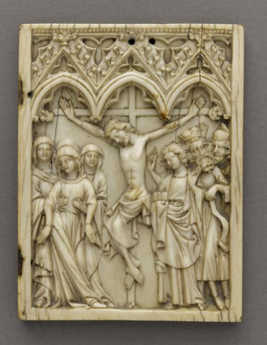 Wing, right (fragment of a diptych), 1 register, 3 arches across (plaquette, frise d'arcatures) (Front)