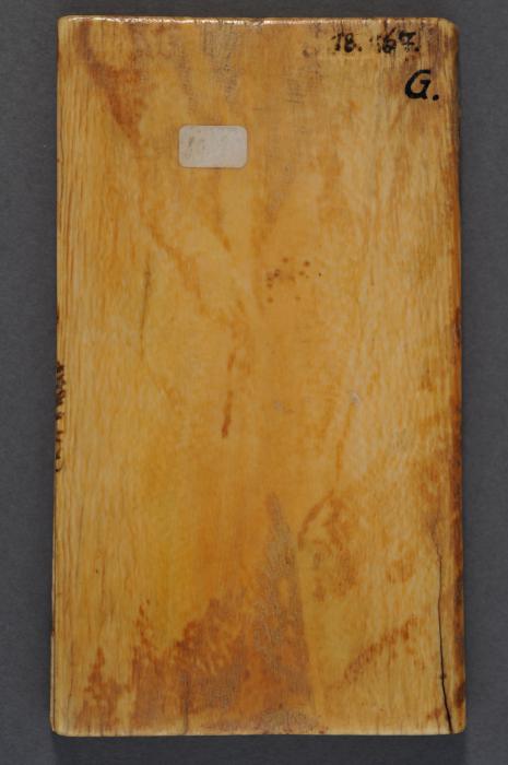 Wing, left (fragment of a diptych), 1 register, 1 arch across (plaquette) (Back)