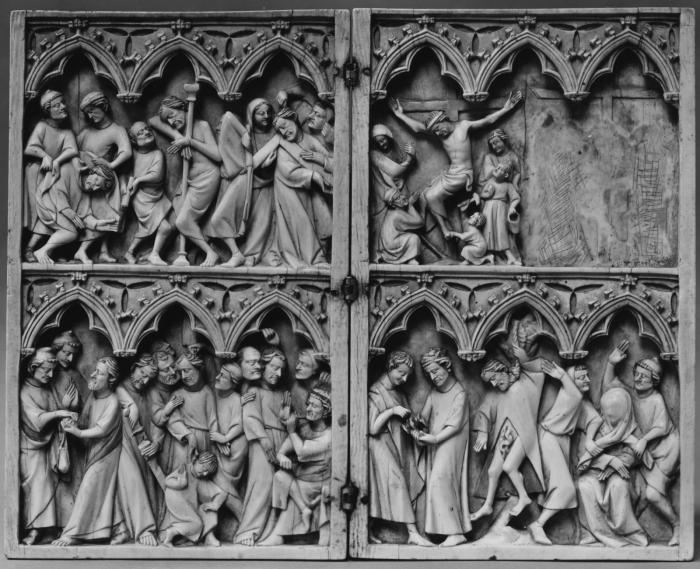 Diptych, 2 registers, 3 arches across (frise d'arcatures) (Front)