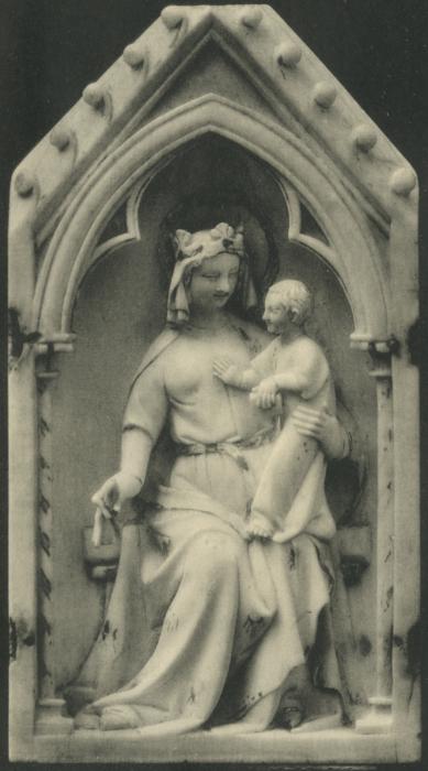 Gabled centre panel (fragment of a triptych), 1 register, 1 arch across (colonnettes; tabernacle) (Front)