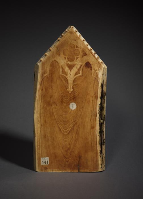 Gabled centre panel, 1 register, 1 arch across (fragment of a triptych; colonnettes) (Back)