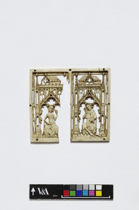 Openwork panel (part of a casket), 1 register, 2 arches across (coffret ajouré) (Front)