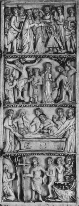 Diptych, 4 registers, bands of rosettes (décor de roses) (Wing, right)