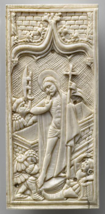 Panel (probably fragment of a box), 1 register, 1 ogee arch across (plaquette) (Front)