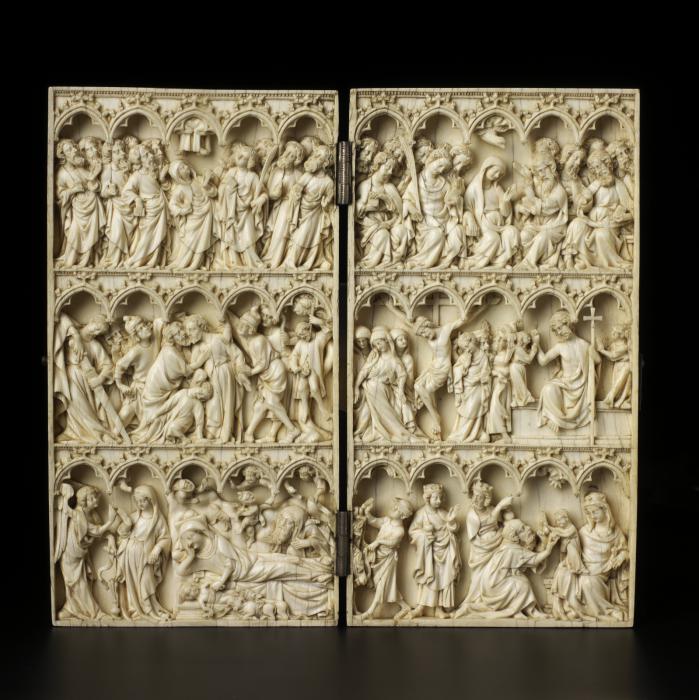 Diptych, 3 registers, 5 arches across (frise d'arcatures) (Front)