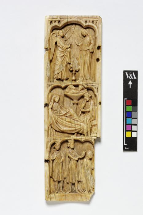Panel (fragment of polyptych), 3 registers, 1 arch across (Front)