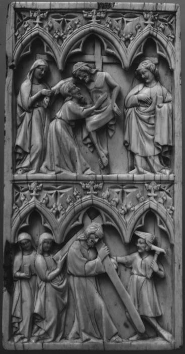 Wing, right (part of a diptych), 2 registers, 3 arches across (frise d'arcatures) (Front)