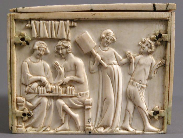 Casket, with arches (coffret; frise d'arcatures) (End, left)