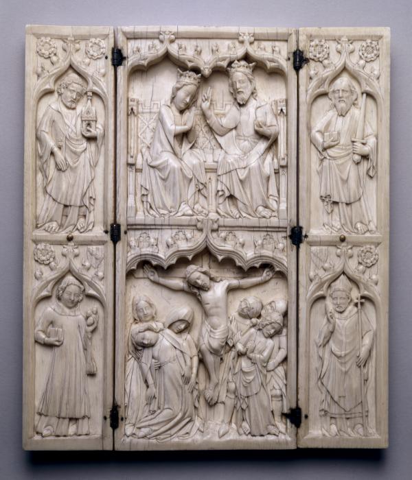 Triptych, 2 registers, with ogee arches; known as the Triptych of John Grandisson (Front)