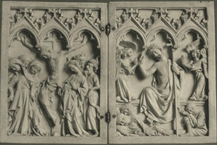 Diptych, 1 register, 3 arches across (plaquettes; frise d'arcatures) (Front)