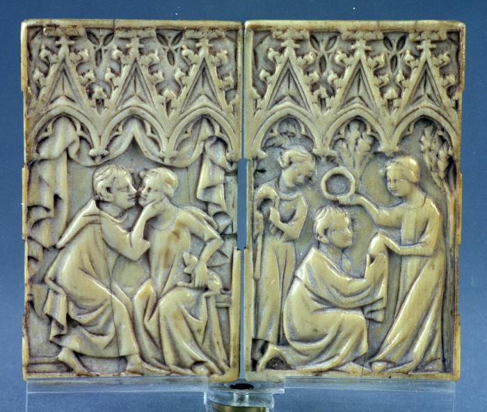 Double-sided panels, 1 register, 3 arches across (frise d'arcatures; plaquettes) (Panels 1 and 2, side 1)