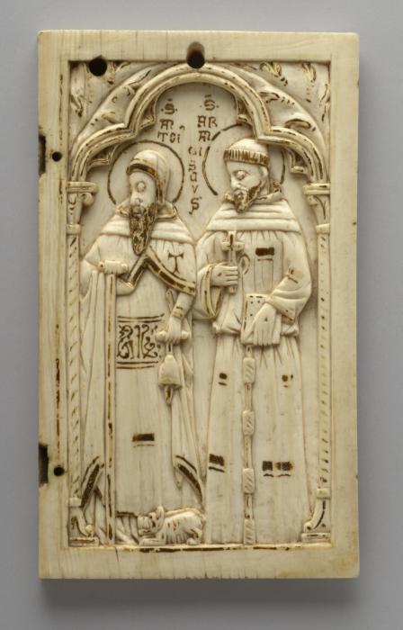 Wing, right (fragment of a diptych), 1 register, 1 arch across (plaquette; colonnettes) (Front)