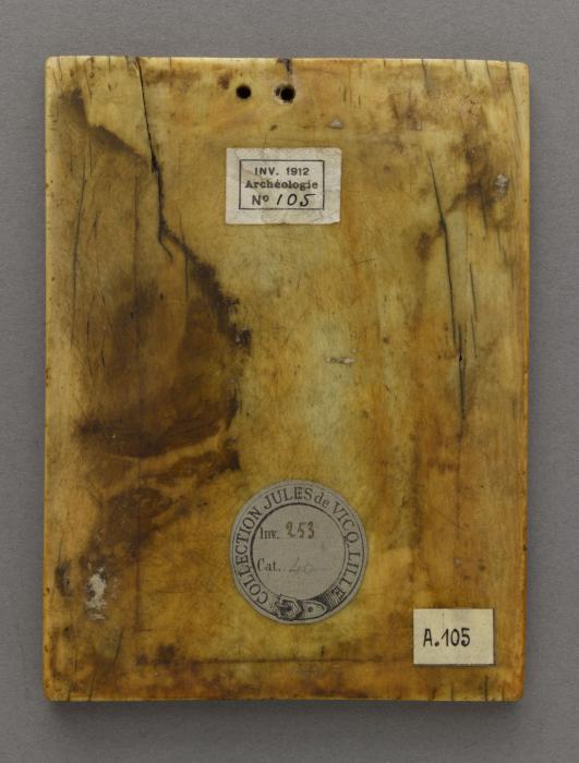Wing, right (fragment of a diptych), 1 register, 3 arches across (plaquette, frise d'arcatures) (Back)