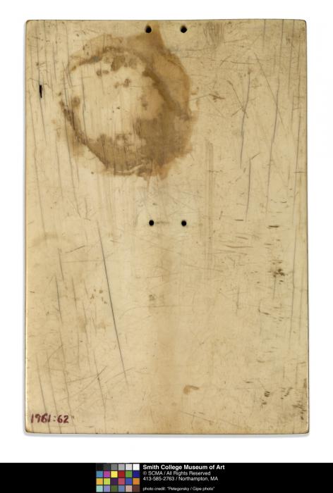 Wing, left (fragment of a diptych), 2 registers, 4 arches across (frise d'arcatures; colonnettes) (Back)