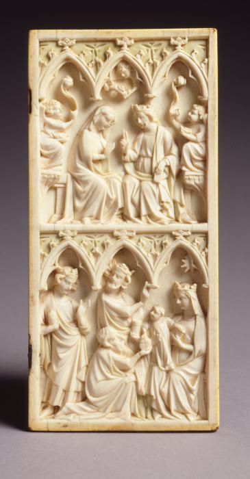 Wing, right (fragment of a diptych), 2 registers, 3 arches across (frise d'arcatures) (Front)