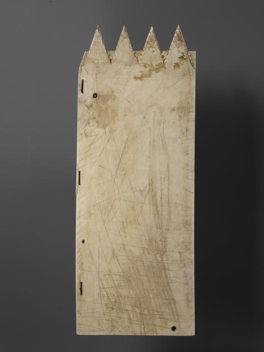 Panel with gables, 4 registers, 4 arches across (frise d'arcatures); also known as the Salting leaf (Back)