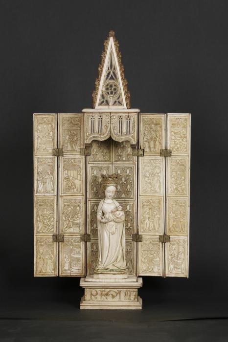 Polyptych, 4 registers, with ogee arches (tabernacle) (Front, open)