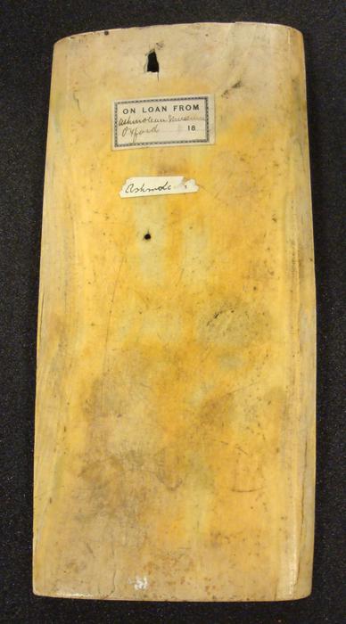 Wing, left (part of a diptych), 2 registers, bands of rosettes (décor de roses) (Back)