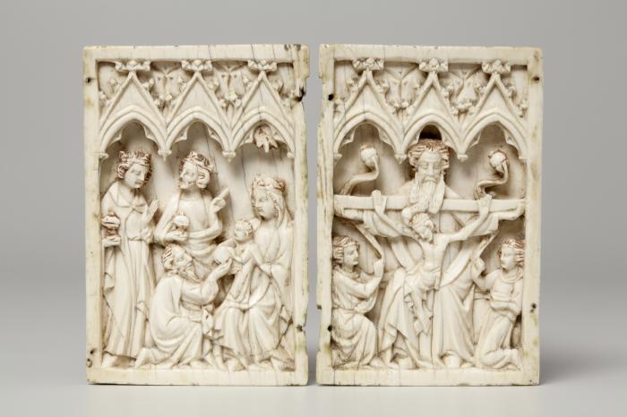 Diptych, 1 register, 3 arches across (frise d'arcatures; plaquettes) (Front)