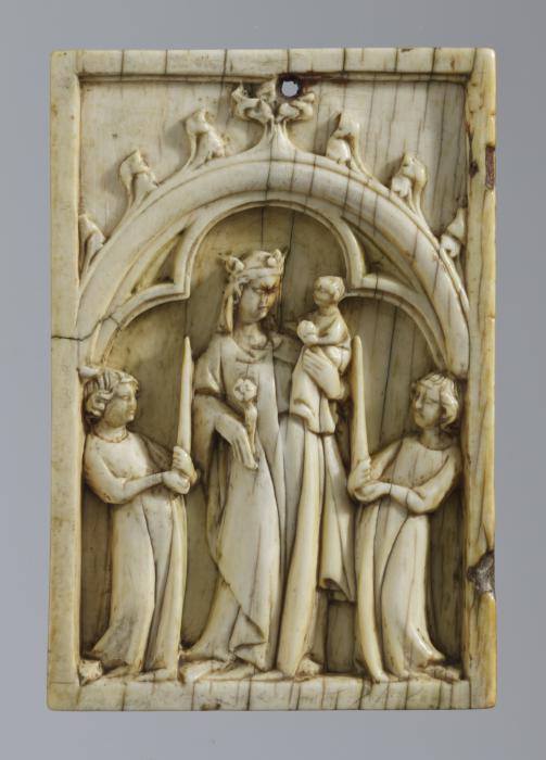 Wing, left (fragment of a diptych), 1 register, 1 arch across (plaquette) (Front)