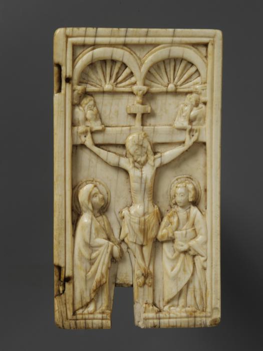 Wing, right (fragment of a diptych), 1 register, 2 arches across (plaquette; frise d'arcatures) (Front)
