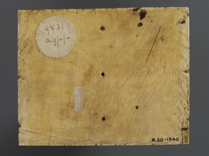 Panel (fragment of a casket), 1 register, 2 arches across (coffret; frise d'arcatures) (Back)