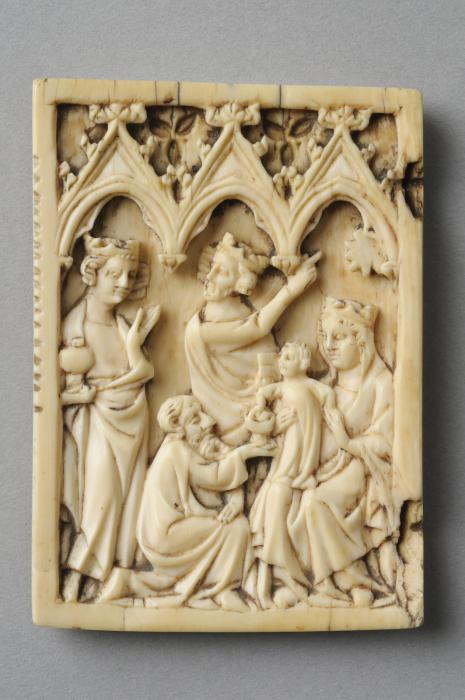 Wing, left (fragment of a diptych), 1 register, 3 arches across (frise d'arcatures; plaquette) (Front)
