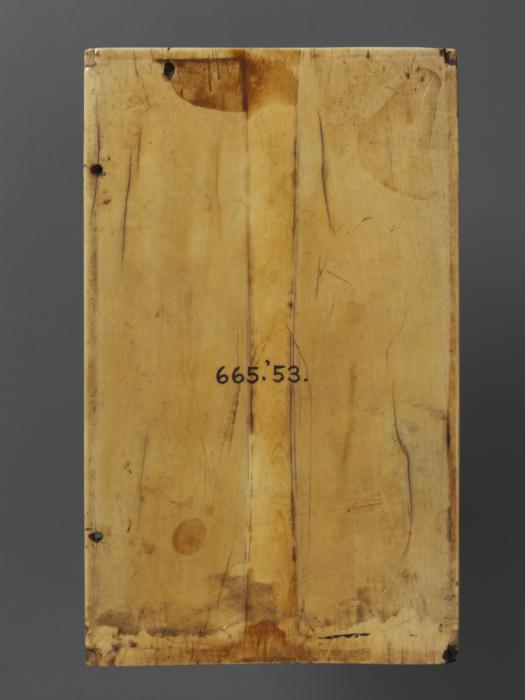 Wing, left (part of a diptych), 2 registers, 4 arches across (frise d'arcatures; colonnettes) (Back)