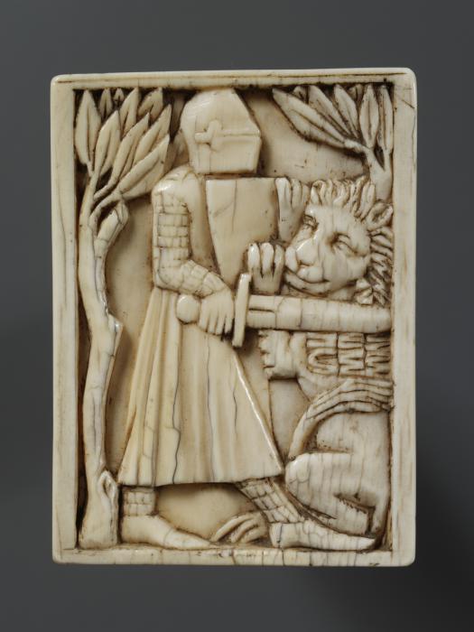 Panel (possibly fragment of a casket), 1 register (coffret) (Front)