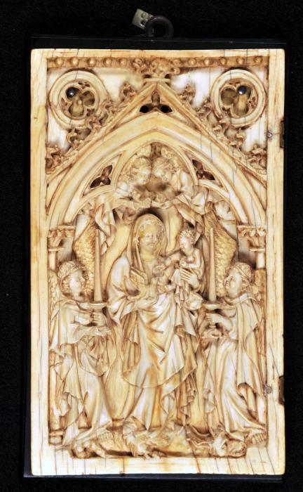 Wing, left (fragment of a diptych), 1 register, 3 arches across (frise d'arcatures; colonnettes) (Front)