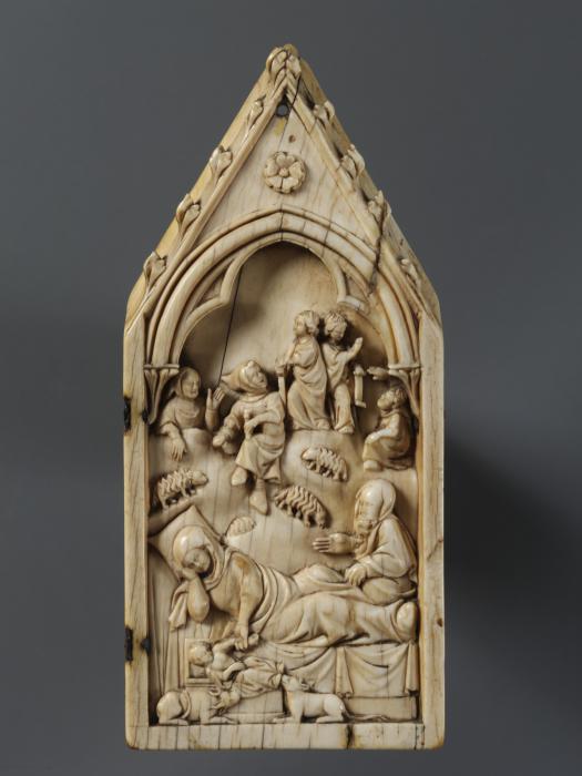 Gabled panel (part of a polyptych), 1 register, 1 arch across (Front)