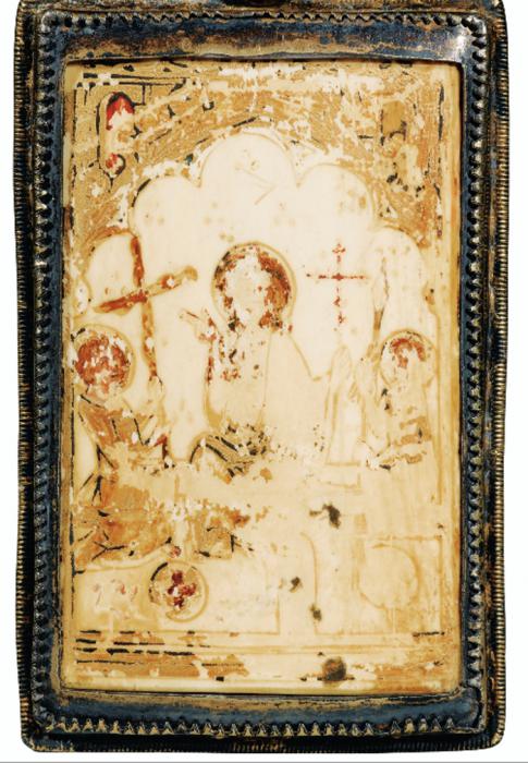 Panel (probably wing, left; fragment of a diptych), 1 register, 1 arch across (plaquette; frise d'arcatures) (Back)