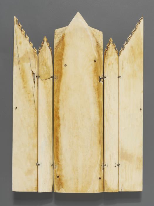 Gabled polyptych, with arches (tabernacle; colonnettes; frise d'arcatures) (Back)