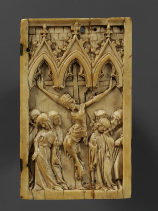 Wing, right (fragment of a diptych), 1 register, 3 arches across (plaquette; frise d'arcatures) (Front)