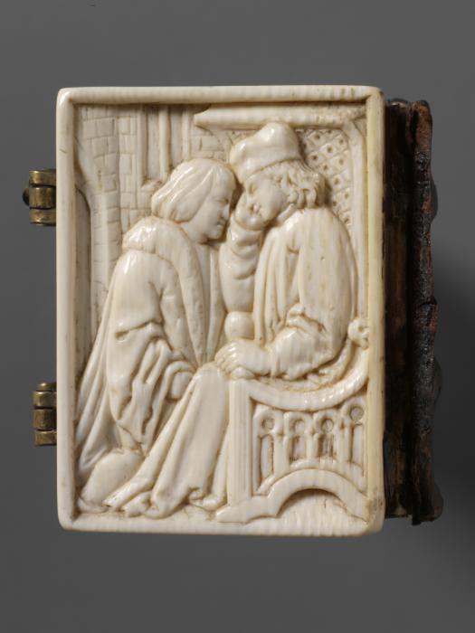 Panels, 1 register; used as part of the binding of a book (Back cover)