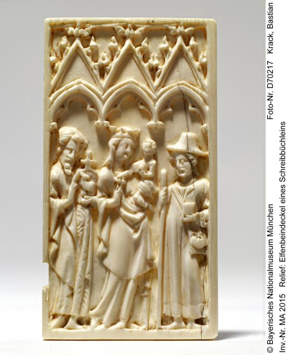 Bottom of a box for goldsmith scales and weights, 1 register, 3 arches across (boîte à poids et à balance; plaquette; frise d'arcatures) (Front)