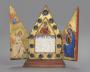 Painted triptych with ivory panels (possibly writing tablets), 1 register, 3 arches across (frise d'arcatures; plaquettes) (Front)