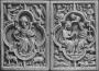 Diptych, with quatrefoils (quatre-feuille); reused as part of the binding of a book (Front)