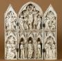 Triptych, 2 registers, with arches and bands of roses (décor de roses; colonnettes; frise d'arcatures); known as Triptyque de Saint-Sulpice-du-Tarn (Front)