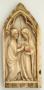 Gabled panel (fragment of a polyptych; tabernacle), 1 register, 1 arch across, band of rosettes (décor de roses) (Front)