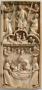 Wing, right (part of a diptych), 2 registers, bands of rosettes (décor de roses) (Front)