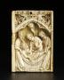 Upper register of right wing (fragment of a diptych), 1 register, 1 arch across, bands of rosettes (décor de roses) (Front)