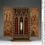 Statuette; reused in a painted wooden reliquary-altarpiece (Front)