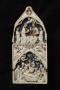 Gabled centre panel, bands of rosettes (fragment of polyptych or tabernacle; décor de roses; colonnettes) (Front)