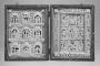 Openwork diptych, 3 registers, 3 arches across (frise d'arcatures; colonnettes; ajouré); known as the portable altar of king Christian I (Front)