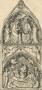 Gabled centre panel, bands of rosettes (fragment of polyptych or tabernacle; décor de roses; colonnettes) (Front)