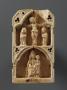 Centre panel with truncated gable (fragment of a triptych), 2 registers, 1 arch across (colonnettes) (Front)